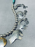 Native American One Of The Most Unique Vintage Navajo Coyote Turquoise Sterling Silver Necklace-Nativo Arts