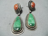 Tommy Jackson Vintage Native American Navajo Damale Turquoise Sterling Silver Earrings Old-Nativo Arts