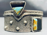 Heavy 151 Gram Vintage Native American Navajo Turquoise Sterling Silver Inlay Bracelet-Nativo Arts