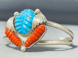 Astonishing Native American Zuni Kingman Turquoise And Coral Sterling Silver Bracelet-Nativo Arts