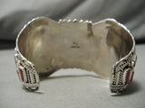 Stunning Native American Navajo Marlene Haley Coral Sterling Silver Bracelet Cuff-Nativo Arts