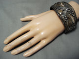 Extreme Detailed Vintage Native American Navajo Flying Eagle Sterling Silver Bracelet-Nativo Arts