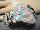 Unbelievable Native American Zuni Mother Of Pearl Sterling Silver Bracelet Signed-Nativo Arts
