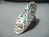 Expressive Vintage Navajo Turquoise Sterling Silver Ring Native American Old-Nativo Arts