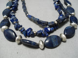 One Of The Best Vintage Native American Navajo Lapis Sterling Silver Necklace Old-Nativo Arts
