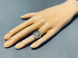 Impressive Vintage Native American Navajo Handcarved Sterling Silver Floral Ring-Nativo Arts