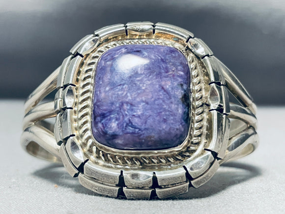 Important Vintage Native American Navajo Charoite Sterling Silver Bracelet-Nativo Arts