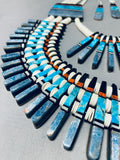 Rare Double Sided Serpentine Native American Kewa Turquoise Shell Heishi Necklace-Nativo Arts