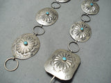 Impressive Vintage Native American Navajo Sleeping Beauty Turquoise Sterling Silver Concho Belt-Nativo Arts