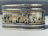 One Of The Most Detailed Native American Navajo Gold Sterling Silver Bracelet-Nativo Arts