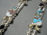 Rare Native American Zuni Native Turquoise Disney Sterling Silver Squash Blossom Necklace-Nativo Arts