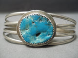 Wonderful Vintage Native American Navajo Blue Turquoise Sterling Silver Bracelet Old-Nativo Arts