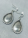 Fabulous Hand Tooled Native American Navajo Sterling Silver Dangle Earrings-Nativo Arts