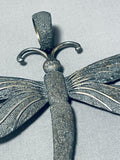 Native American One Of The Most Unique Vintage Navajo Dragonfly Sterling Silver Pendant-Nativo Arts
