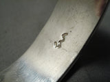 Rare Bisbee Turquoise Vintage Native American Navajo Sterling Silver Inlay Bracelet Old-Nativo Arts