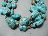 Heavy 303 Grams Chunky Turquoise Nuggets Vintage Native American Navajo Necklace Old-Nativo Arts