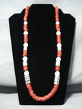 Rare Chunky Coral Singer Native American Navajo Sterling Silver Necklace-Nativo Arts