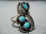 Expressive Vintage Navajo Turquoise Sterling Silver Ring Native American Old-Nativo Arts