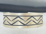 Fabulous Zig Zag Native American Navajo Sterlng Silver Bracelet Signed-Nativo Arts