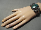 One Of The Best Early Vintage Native American Navajo Chrysocolla Sterling Silver Bracelet-Nativo Arts