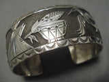 Important Hand Tooled Vintage Native American Navajo Floyd Becenti Sterling Silver Bracelet-Nativo Arts