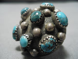 Marvelous Vintage Native American Navajo Domed Lone Mountain Turquoise Sterling Silver Ring-Nativo Arts