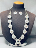 Very Intricate Vintage Native American Zuni Turquoise Sterling Silver Squash Blossom Necklace-Nativo Arts