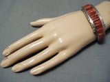 Important Vintage Native American Navajo Spiny Oyster Sterling Silver Inlay Bracelet-Nativo Arts