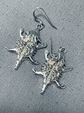Wonderful Native American Navajo Sterling Silver Handcarved Toad Earrings-Nativo Arts