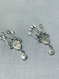 Museum Quality Vintage Native American Zuni Turquoise Sterling Silver Inlay Earrings-Nativo Arts