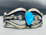 Superb Vintage Native American Navajo Candelaria Turquoise Sterling Silver Cast Bracelet-Nativo Arts