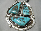 One Of The Biggest Best Vintage Native American Navajo Bisbee Turquoise Sterling Silver Necklace-Nativo Arts