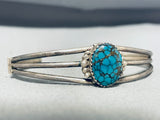 Impressive Vintage Native American Navajo Spiderweb Turquoise Sterling Silver Bracelet-Nativo Arts