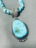 Jeff James Native American Navajo Old Kingman Turquoise Sterling Silver Necklace-Nativo Arts