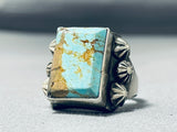 Marvelous Vintage Native American Navajo #8 Mine Turquoise Sterling Silver Ring-Nativo Arts