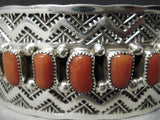 Impressive Native American Navajo Corals Sterling Silver Large Bracelet-Nativo Arts