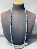 Native American Traditional Vintage Santo Domingo Old Kingman Turquoise Sterling Silver Necklace-Nativo Arts