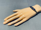 Triple Moon Vintage Native American Navajo Lapis Sterling Silver Bracelet-Nativo Arts