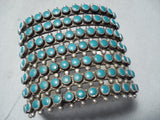 Native American One Of Biggest Early Snake Eyes Turquoise Vintage Zuni Sterling Silver Bracelet-Nativo Arts