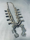 Gasp! Quality Vintage Native American Navajo Turquoise Sterling Silver Squash Blossom Necklace-Nativo Arts