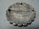 Marvelous Vintage Native American Zuni Turquoise Sterling Silver Pin/ Pendant Old-Nativo Arts
