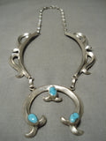 Incredible Native American Navajo Betsoi Sterling Silver Naja Carico Lake Turquoise Necklace-Nativo Arts