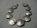 Unique Vintage Navajo Mercury Dimes Sterling Silver Bracelet Native American Old-Nativo Arts