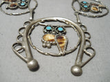 Detailed Vintage Native American Zuni Turquoise Inlay Sterling Silver Squash Blossom Necklace-Nativo Arts