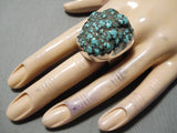 Outstanding Vintage Native American Navajo Seafoam Turquoise Sterling Silver Ring Old-Nativo Arts