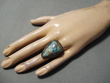 One Of The Best Vintage Native American Navajo Carlin Turquoise Sterling Silver Ring Old-Nativo Arts