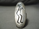 Towering Vintage Hopi Native American Navajo Flute Man Sterling Silver Ring Old-Nativo Arts