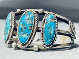 Rare Mine Blue Thunder Turquoise Vintage Native American Navajo Sterling Silver Bracelet-Nativo Arts