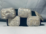 One Of The Most Detailed Ever All Silver Sterling Vintage Native American Navajo Concho Belt-Nativo Arts