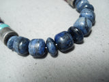 Authentic Vintage Native American Navajo Thomas Singer Lapis Turquoise Sterling Silver Necklace-Nativo Arts